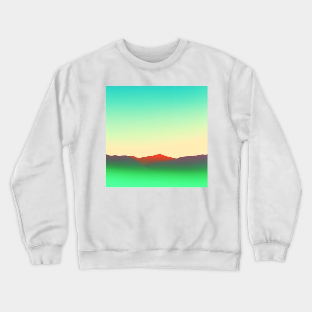 Abstract Neon Green Desert Landscape Sunrise Crewneck Sweatshirt by craftydesigns